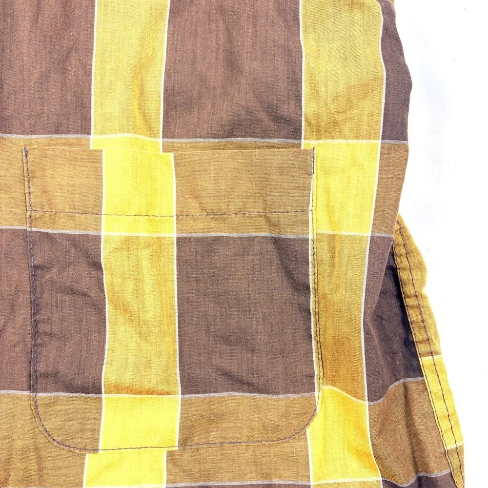VTG 60s Montgomery Ward Brent Robe Mens XL Chocolate Brown Gold Plaid Belted